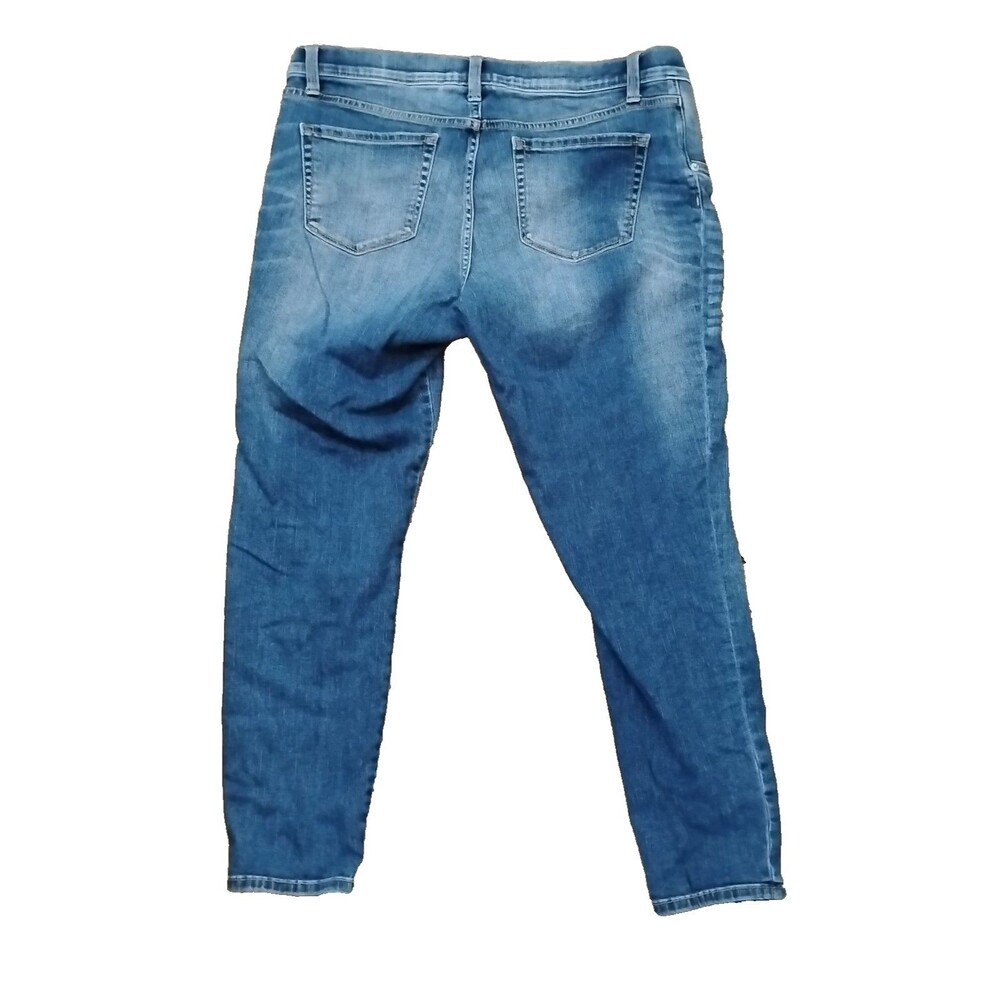 Liz Lange Maternity Womens M Jeans Pull On Distressed Blue Denim - Picture 2 of 7